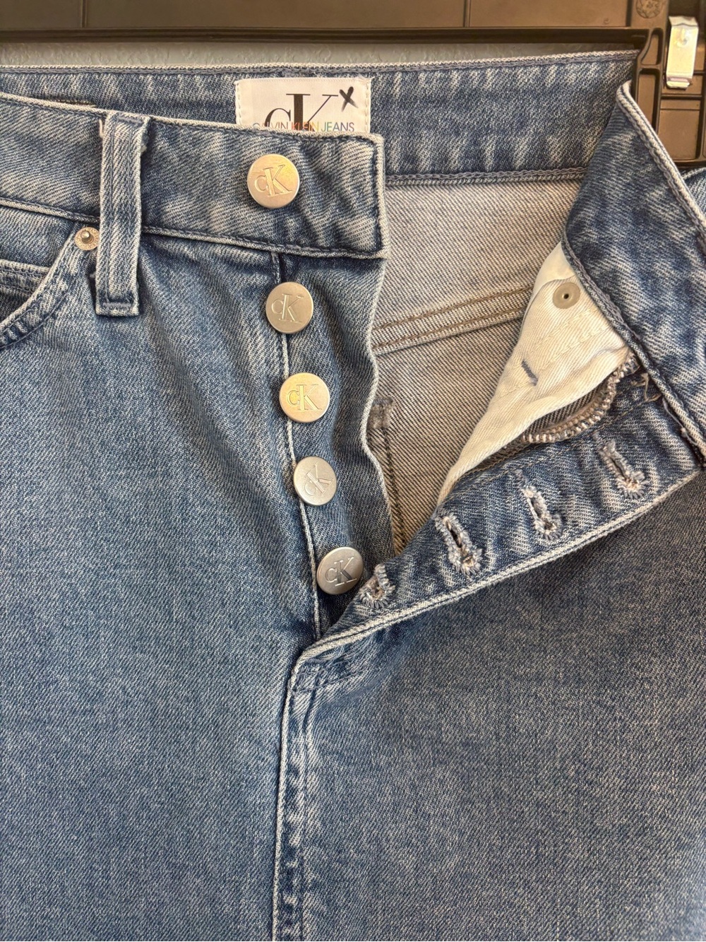 Calvin Klein CK1 High Rise Denim Mini Skirt Button Fly Y2K Women’s W25 - Picture 8 of 15